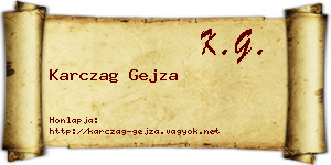 Karczag Gejza névjegykártya